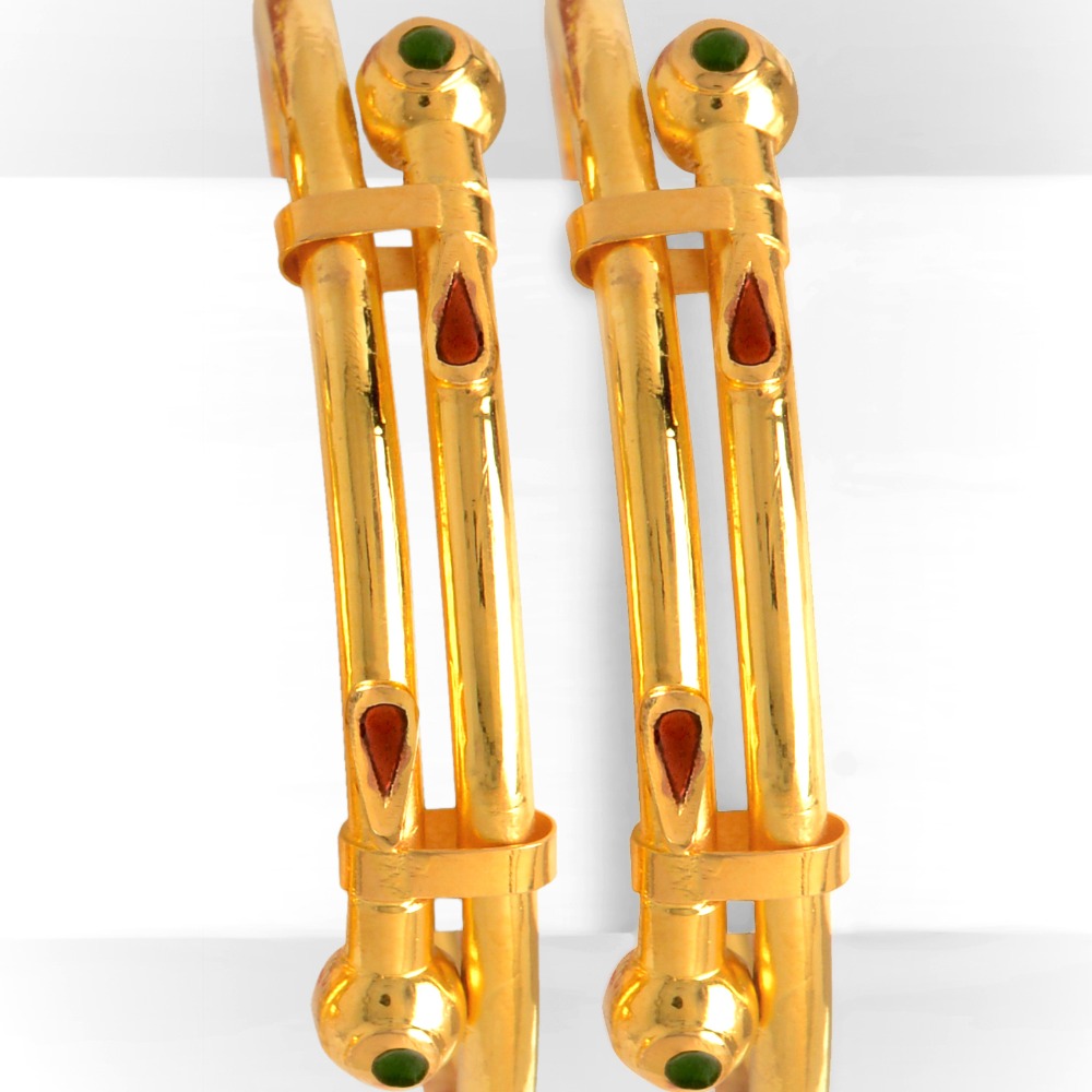 22Kt Gold Stylish Ball Pipe Kadali Bangle BO-029