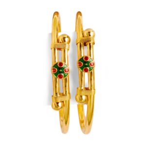 916 Gold Colorful Ball Pipe Kadali Bangle BO-017