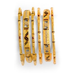 916 Gold Designer 6 Piece Bangle Set BO-011