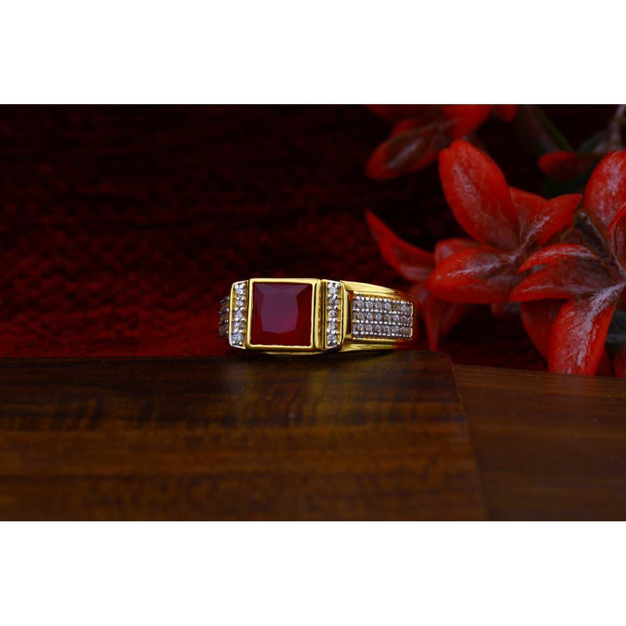 916 Red Stone  Gents Ring