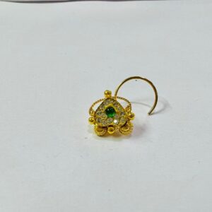 916 Gold Green Stone Heart Shape Nosepin