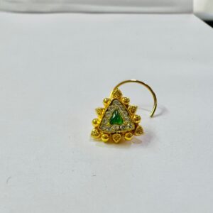 916 Gold Green Stone Triangle Shape Nosepin