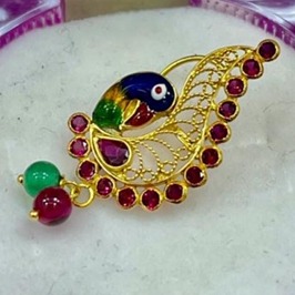 18K gold hallmark peacock design nosepin