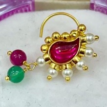 18k gold hallmark pink stone nosepin