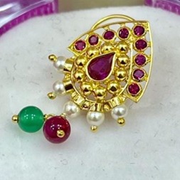 18K gold colorful nosepin