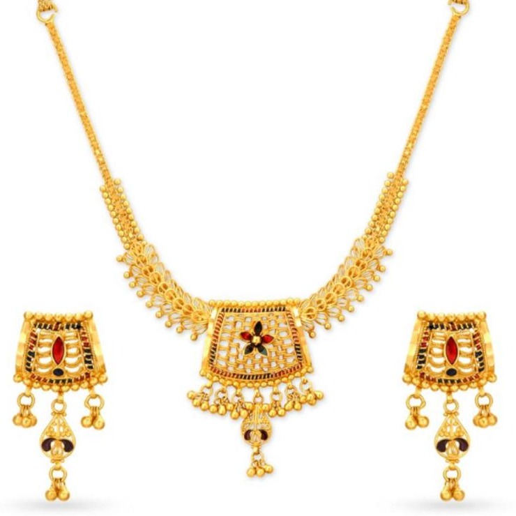 916 gold kalkatti necklace set