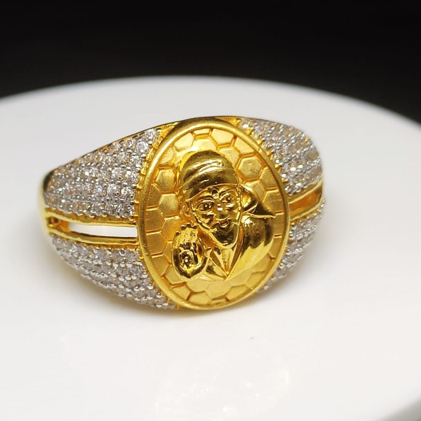 916 Gold Cz Gents Ring