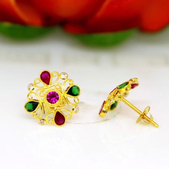 916 gold rajesthani earrings