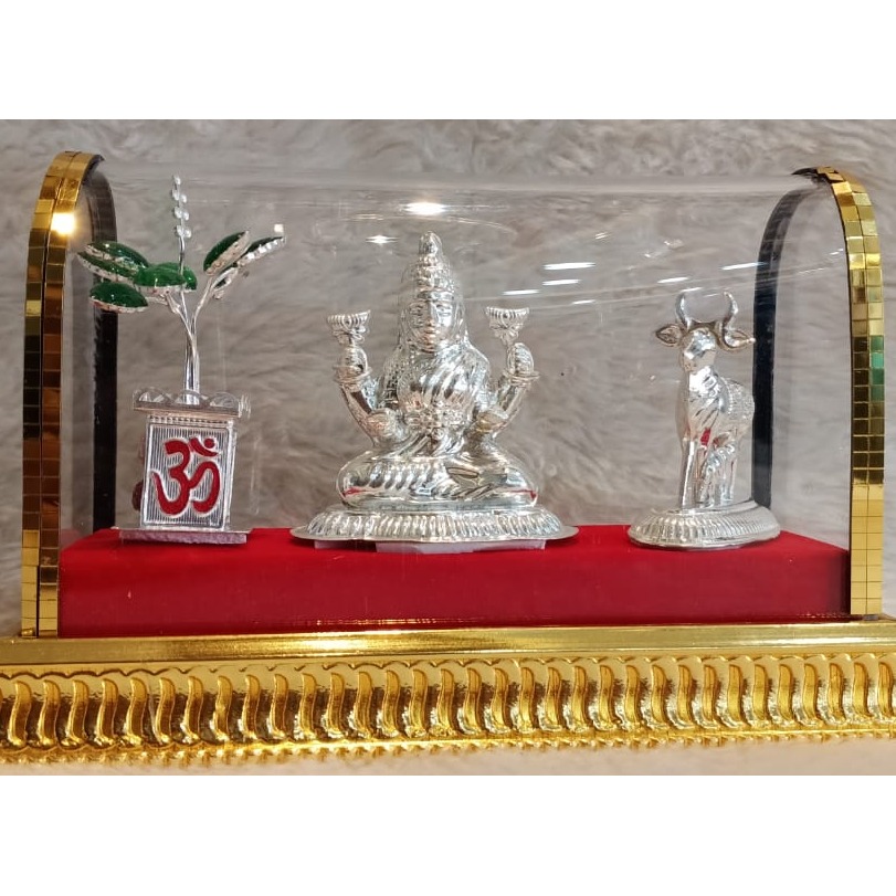 silver laxmiji + tulsi + Cow