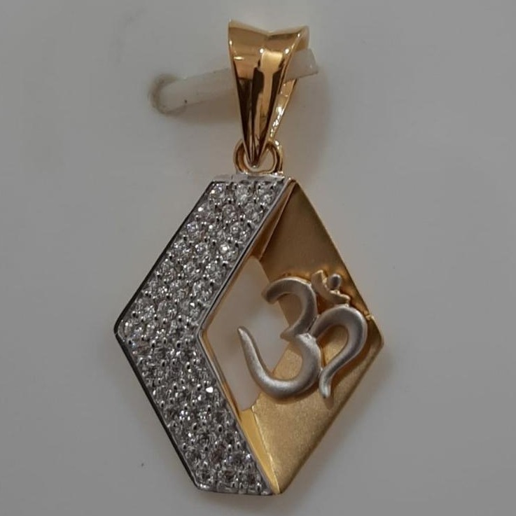 916 gold cz om pendant