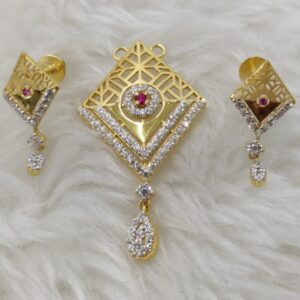916 gold cz pendant set