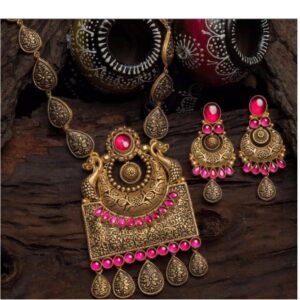 916 gold jadtar necklace with earrings