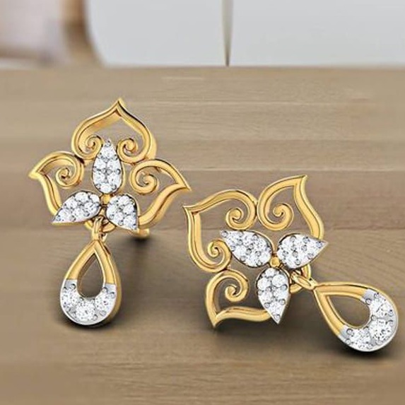 22 Kt 916 Gold Cz Diamond Earring
