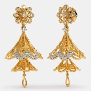 22 Kt 916 Gold Cz Diamond Earring