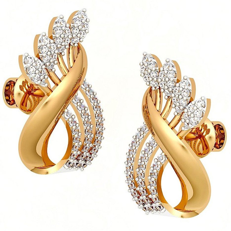 22 Kt 916 Gold Cz Diamond Earring