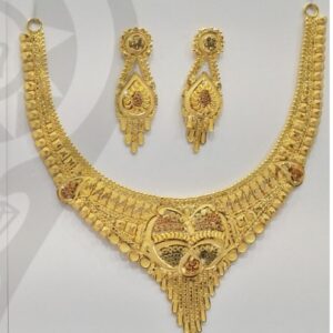22 Kt 916 Gold kalkati necklace with earring