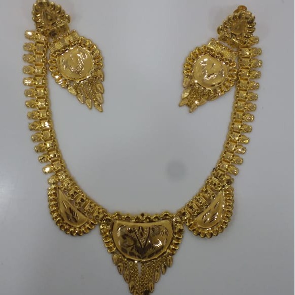 22 kt 916 gold light weight necklace set with earring
