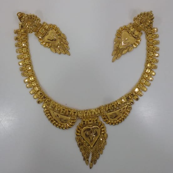 22 kt 916 gold light weight necklace set with earring