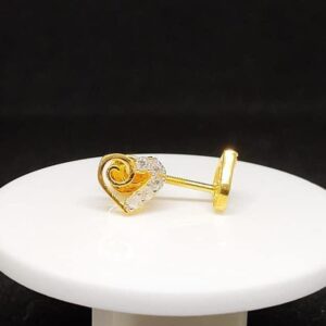 22Kt Gold CZ Stylish Heart Design Earring VJ-E010