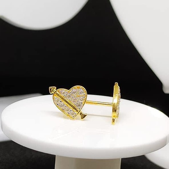 22Kt Gold CZ Heart Shape Earring Tops VJ-E006