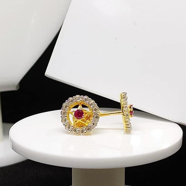 916 Gold CZ Round Shape Tops VJ-E004