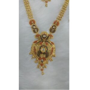 22KT Gold Indian Design Long Necklace Set VJ-N018