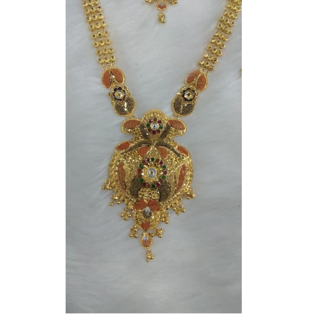 22KT Gold Indian Design Long Necklace Set VJ-N018 - Image 2