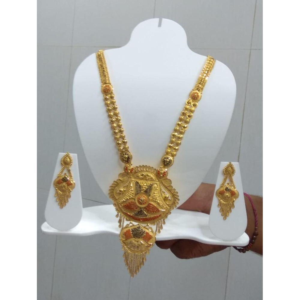 22Kt Gold Traditional Long Necklace Set VJ-N017