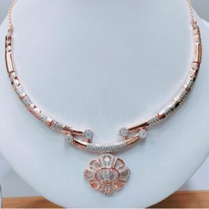 18KT Rose Gold CZ Bridal Necklace VJ-N010