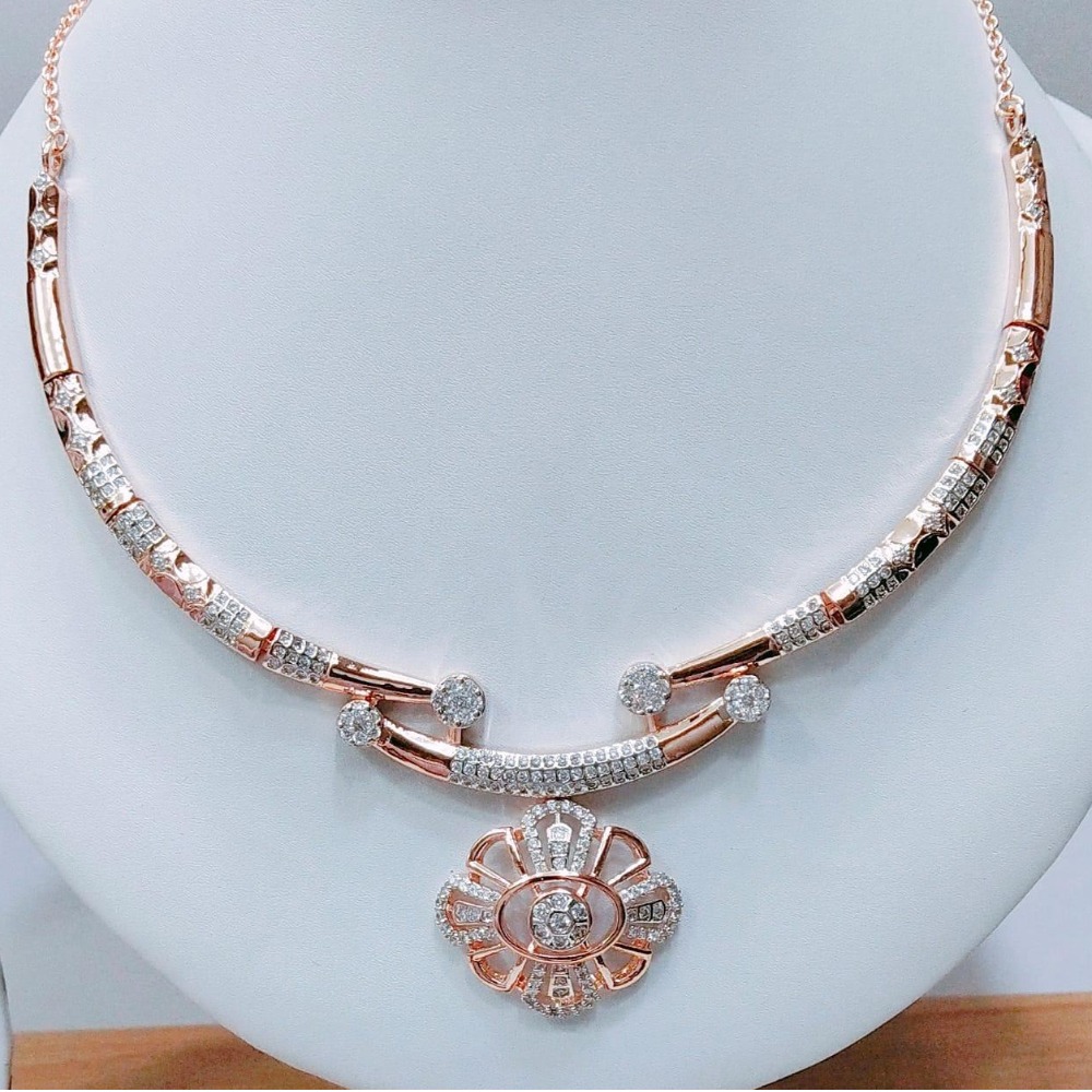 18KT Rose Gold CZ Bridal Necklace VJ-N010