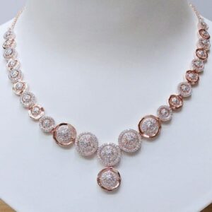 Rose Gold CZ Round Shape Necklace VJ-N003