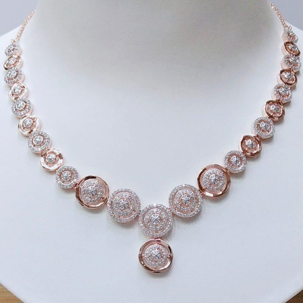 Rose Gold CZ Round Shape Necklace VJ-N003