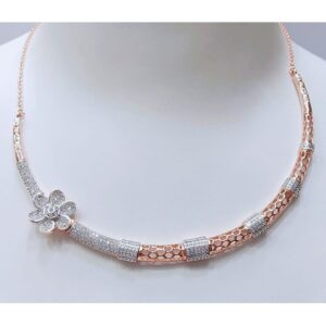 18Kt Rose Gold Plated Flower Design Necklace VJ-N002