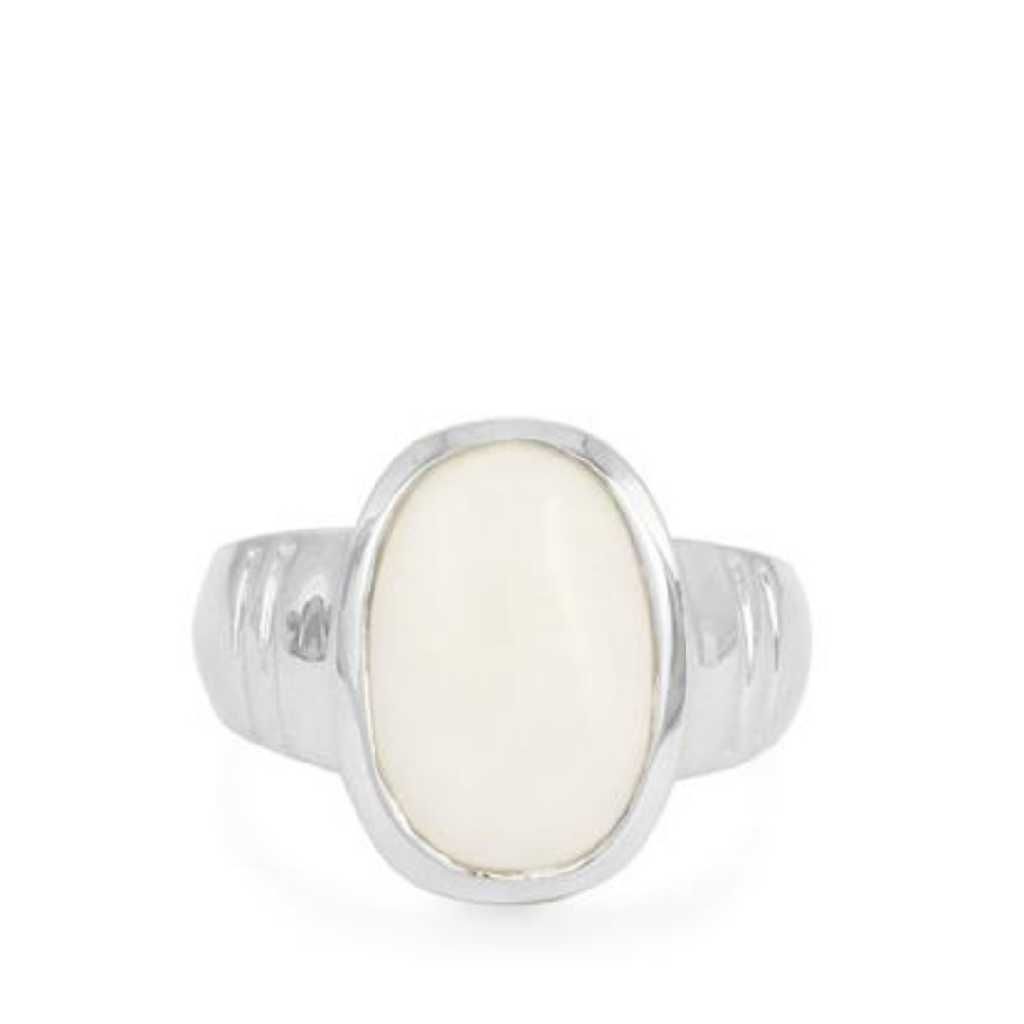 5.25 ratti white opal ring in sterling silver