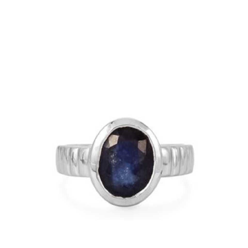 5.25 ratti blue sapphire (neelam) ring in rhodium flash sterling silver - Image 2