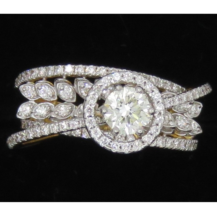 Gold Stylish Diamond Ring For Women KJ-R11