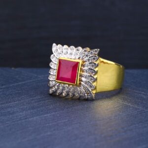 22K Gold Ruby Stone Ring For Men