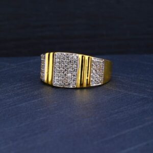 916 Gold CZ Hallmarked Ring For Gents