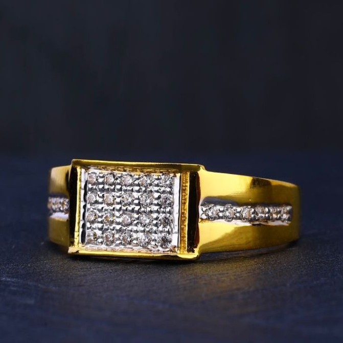 22K Gold Square Design CZ Diamond Ring