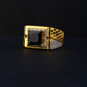 22Kt Gold Black Stone Ring For Men