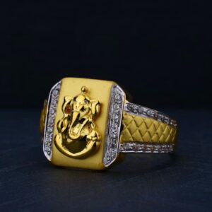 916 Gold CZ Ganpati Design Ring