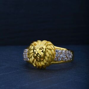 22K Gold Lion Face Ring