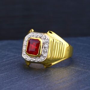22K Gold Red Stone Ring