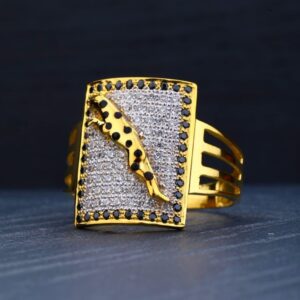 916 Gold CZ Jaguar Design Ring