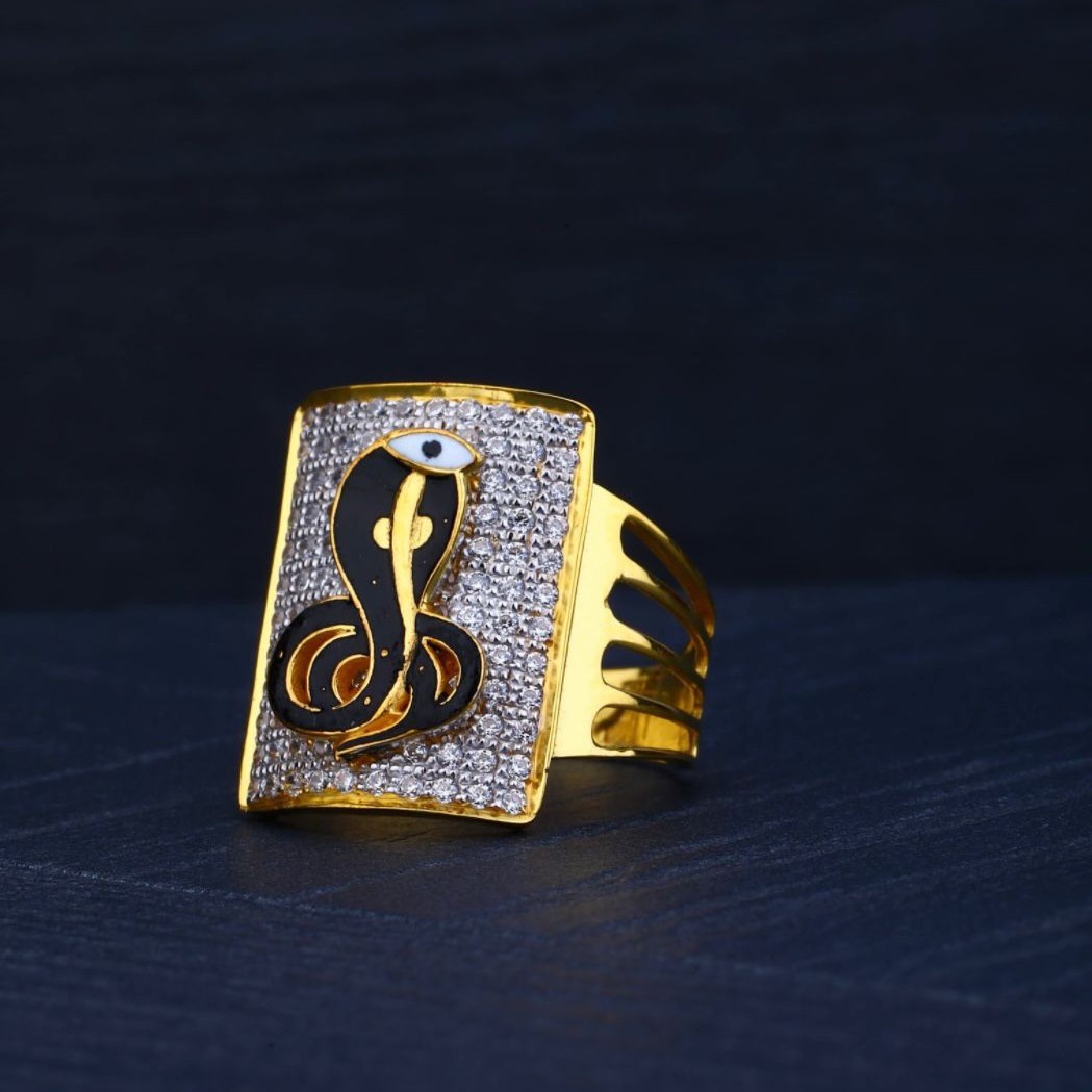916 Gold CZ Goga Maharaj Design Ring