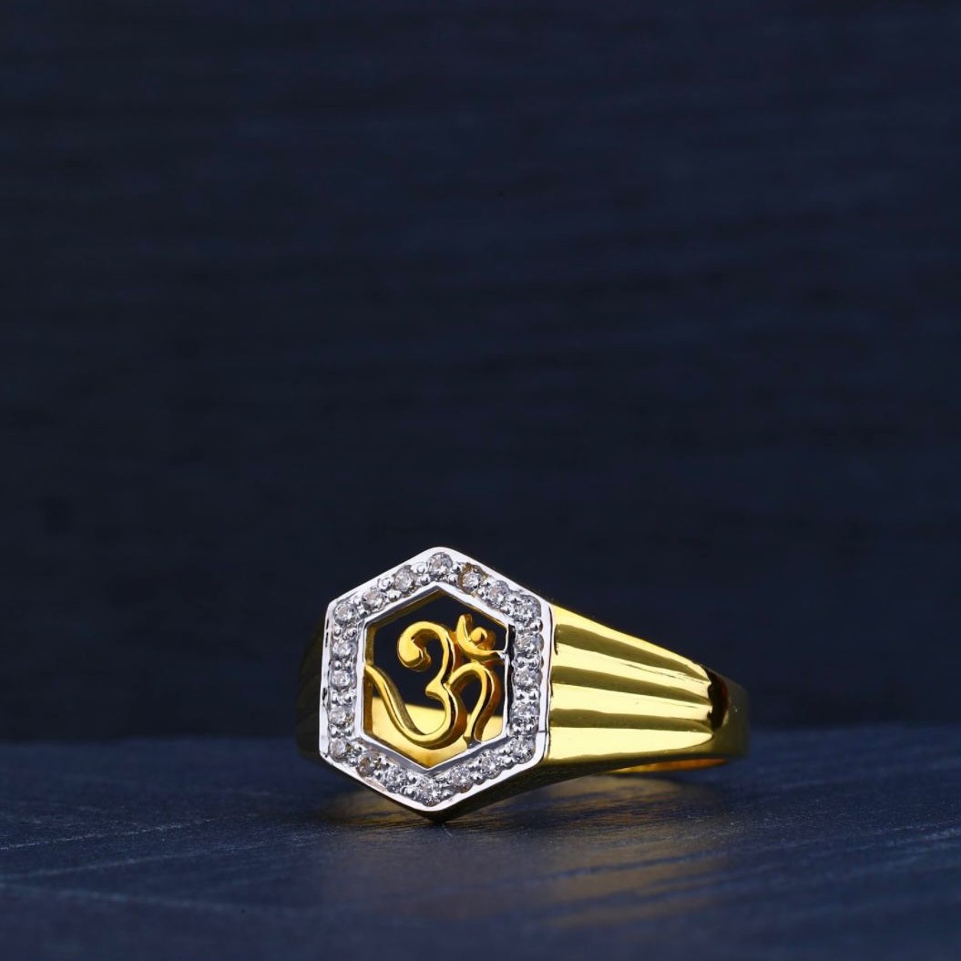 22K Gold Hexagon Shape Om Ring