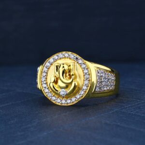 916 Gold CZ Ganpati Design Ring