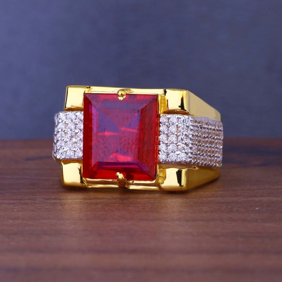 22K Gold Halmarked Colored Stone Ring
