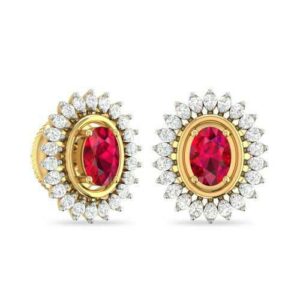 Beautiful earrings with gems and diamonds