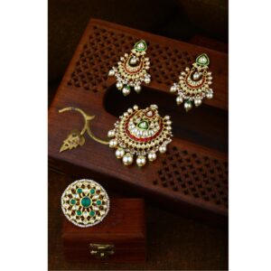 916 GOLD KUNDAN JDAU PENDANT SET